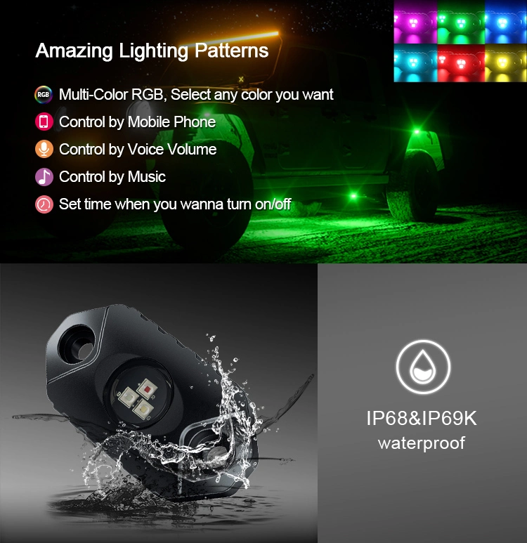 RGBW Pod LED Car Decorative RGB Mini LED Rock Light