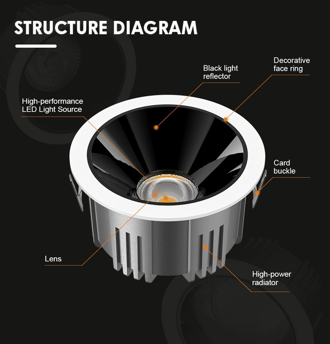 CE RoHS Certification Basic Customization LED Interior Ceiling Lighting Spotlight/Down Light