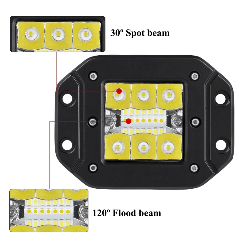 5&quot; Car Square Flush Mount Pods 39W Offroad LED Rear Bumper Fog Work Driving Light for 4X4 ATV UTV