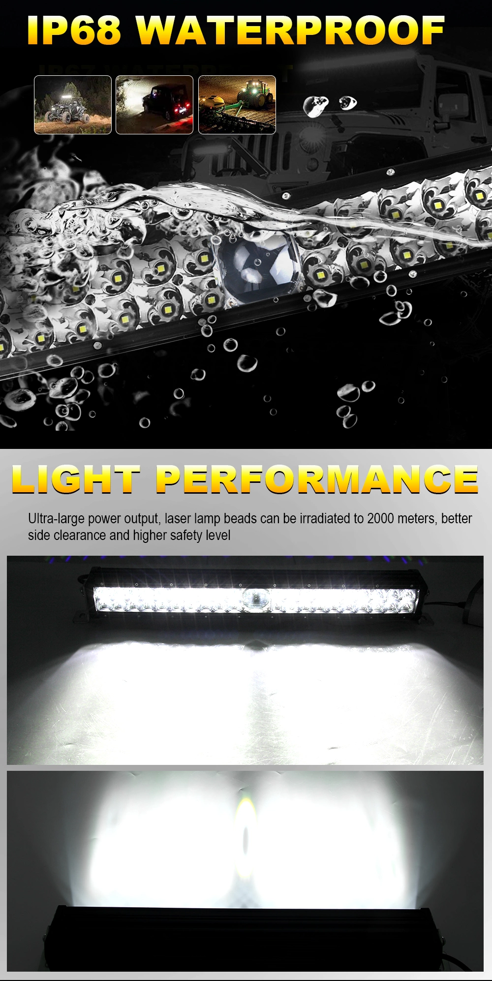 2020 New Super Bright 2000m Driving Beam Light 14&quot; 22inch 32&quot; 42&quot; 50&quot; 12V Truck Offroad LED Laser Light Bar