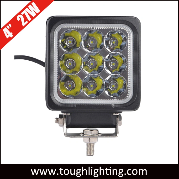 4inch 27W IP68 Square Spot/Flood Beam LED Driving Lamp for 24V Truck Forklift Heavy Machinery