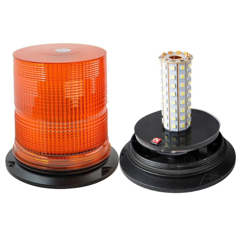 Super Bright DC10-48V LED Rotary Lamp Heavy Duty Vehicle Mining Area Warning Light LED Beacon Amber 7&quot; PC Lens Class 1 4200