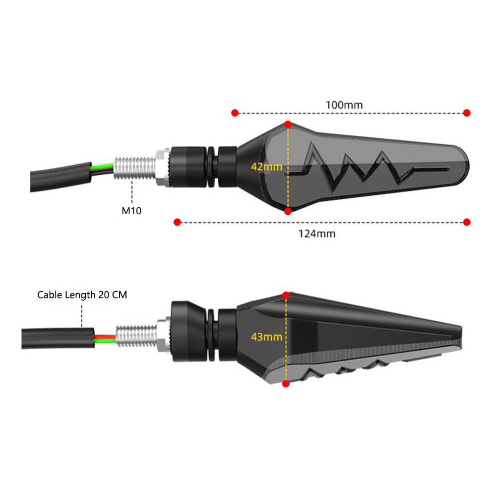 Universal Motorcycle LED Turn Signal ECG Running Water Motorcycle Turn Light Decorative Light 12V Motocross Warning