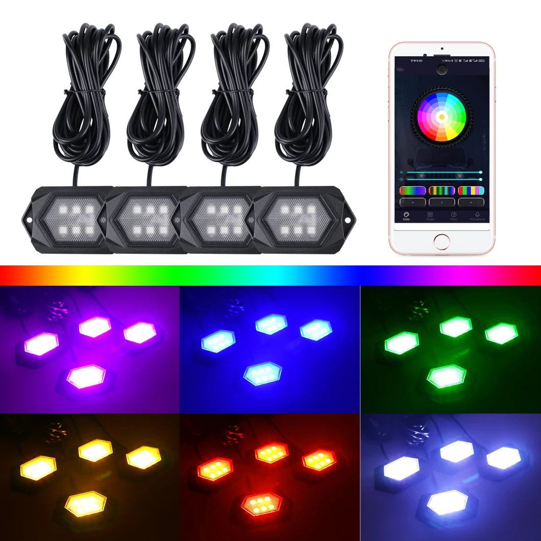 APP Control off Road Truck SUV ATV Mini Pod RGBW LED Rock Light