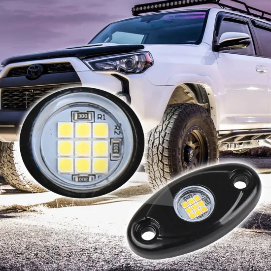 Hot Sales 9W Single Pod Single Color 4 Pods Neon 12V Waterproof Underglow Underbody Kit LED Rock Light for off Road Truck