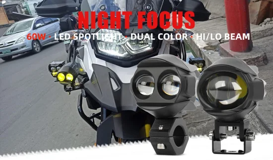 Motorcycle Lighting System Accessories LED Auxiliary Light 3 Inch Projector Foglamp High Low Beam Dual Color Mini Driving Light